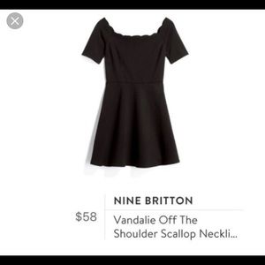 Nine Britton off shoulder scallop dress. NWT M blk